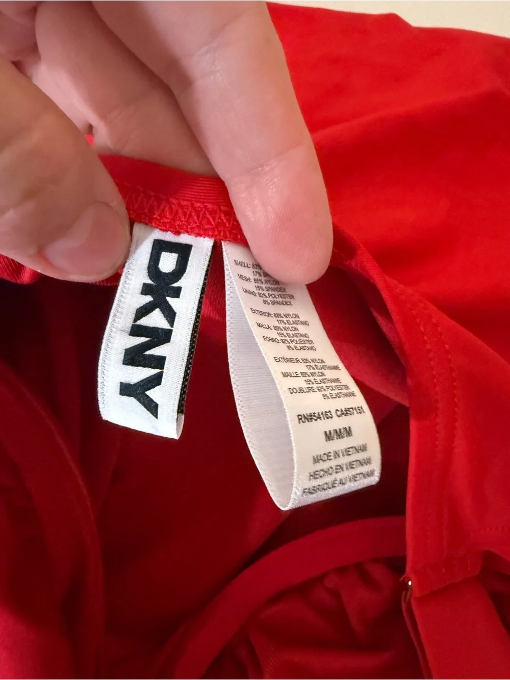 DKNY Red Ruffle Plunge Soft Cups Slimming Tummy Control One Piece Swimsuit NWT M - Picture 13 of 16
